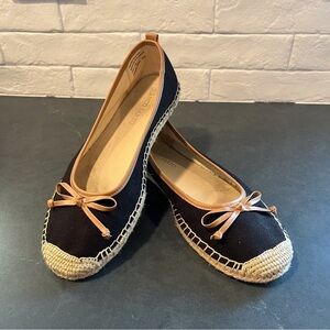 Franco Sarto sz 9.5 Sandra black tan espadrille sandals